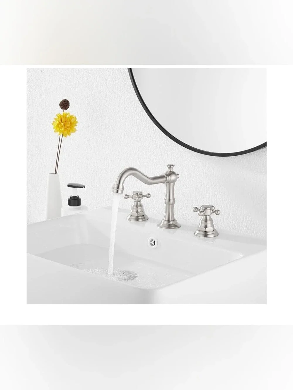 Brushed Nickel Two-Handle Widespread Bathroom Faucet